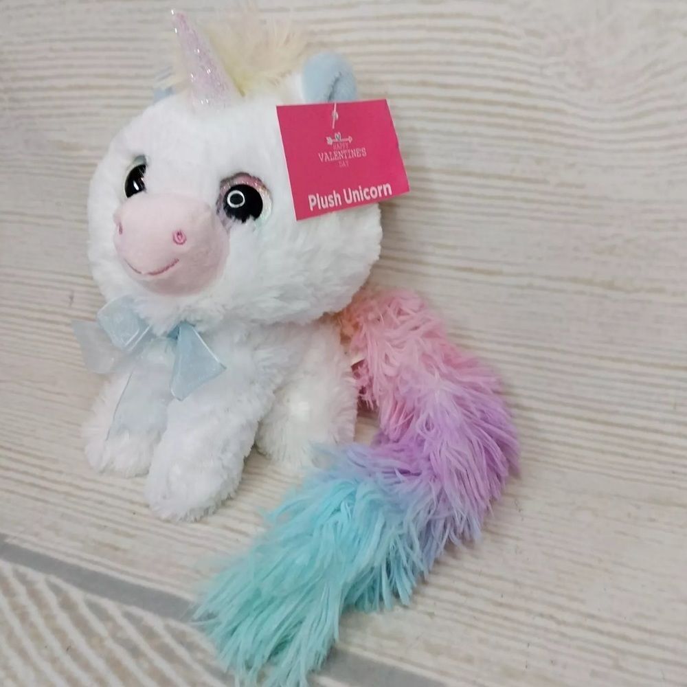 White Unicorn Plush With Rainbow Tail & Glitter Horn – Magical Gift for Kids